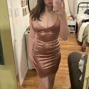 Formal metallic pink dress